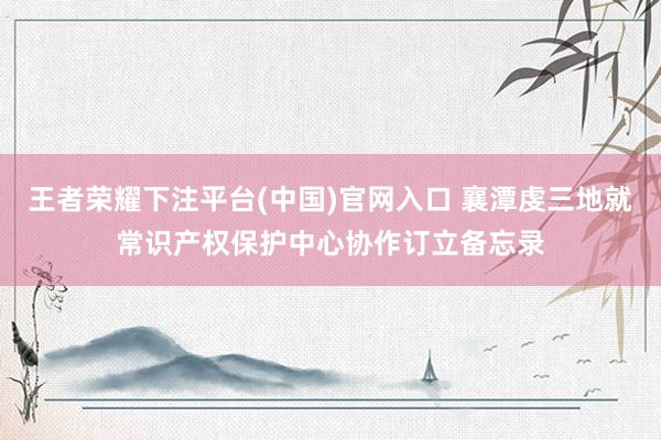 王者荣耀下注平台(中国)官网入口 襄潭虔三地就常识产权保护中心协作订立备忘录