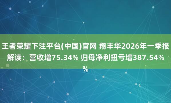 王者荣耀下注平台(中国)官网 翔丰华2026年一季报解读：营收增75.34% 归母净利扭亏增387.54%
