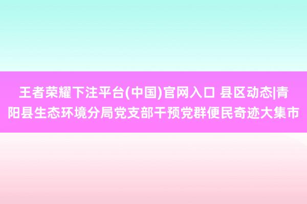 王者荣耀下注平台(中国)官网入口 县区动态|青阳县生态环境分局党支部干预党群便民奇迹大集市