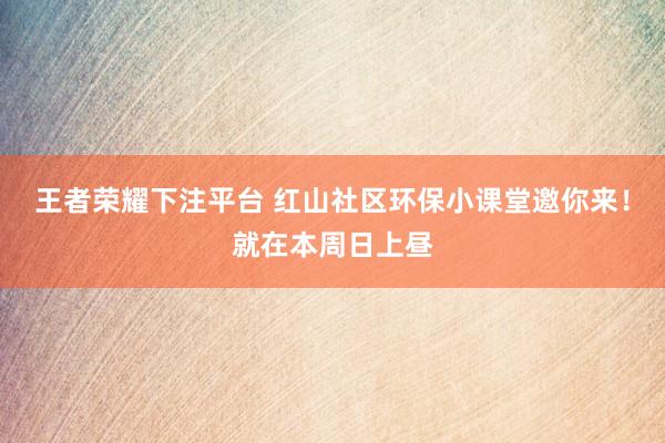 王者荣耀下注平台 红山社区环保小课堂邀你来！就在本周日上昼