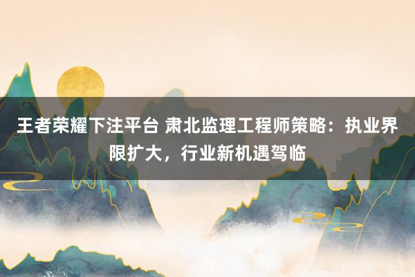 王者荣耀下注平台 肃北监理工程师策略：执业界限扩大，行业新机遇驾临