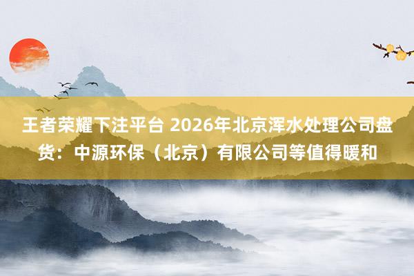 王者荣耀下注平台 2026年北京浑水处理公司盘货：中源环保（北京）有限公司等值得暖和