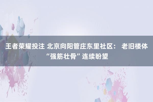 王者荣耀投注 北京向阳管庄东里社区： 老旧楼体“强筋壮骨”连续盼望