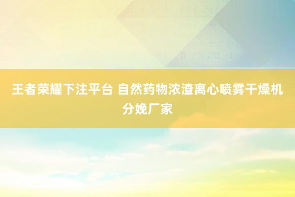 王者荣耀下注平台 自然药物浓渣离心喷雾干燥机分娩厂家