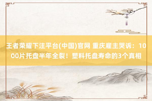 王者荣耀下注平台(中国)官网 重庆雇主哭诉：1000片托盘半年全裂！塑料托盘寿命的3个真相