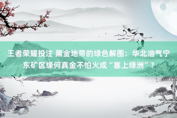 王者荣耀投注 黑金地带的绿色解围：华北油气宁东矿区缘何真金不怕火成“塞上绿洲”？