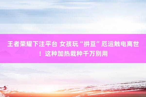 王者荣耀下注平台 女孩玩“拼豆”厄运触电离世！这种加热栽种千万别用