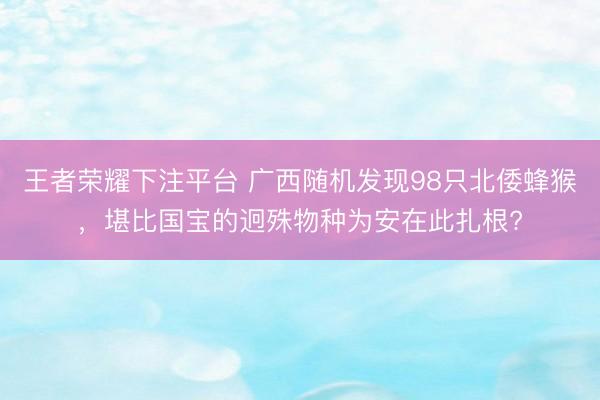 王者荣耀下注平台 广西随机发现98只北倭蜂猴，堪比国宝的迥殊物种为安在此扎根?